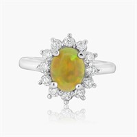 14K YELLOW GOLD 1.14CT OPAL 0.63CT DIAMOND RING