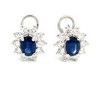 14K WHITE GOLD 1.42CT DIAMOND 1.41CT SAPPHIRE EARR