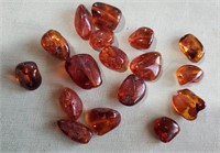 17 old natural amber beads