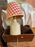 Wooden Tray and Pottery Jug Lamp