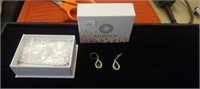 Aoboco Ladies Rhinestone & Emerald Earrings