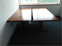 2 wooden rectangular tables