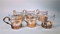 Libbey 22k Continental Glass Cups *  Greek Key