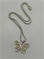 Sterling Silver Butterfly Filigree Necklace
