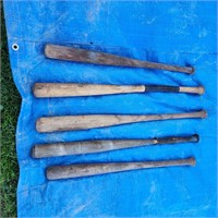 5 Old Wooden Baseball Bats