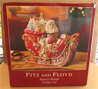 Fitz & Floyd Santa Sleigh Cookie Jar in Box