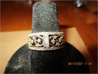 Marked 14k Gold Ring w/Clear Stones-untested-