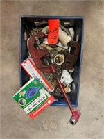 Box lot plumbing supplies & pipe cutters