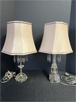 Heavy crystal glass table lamps w/prisms, work