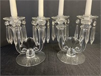 Pair of candelabra 2 candlestick holders w/prisms