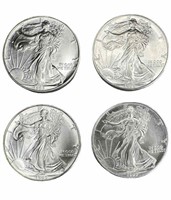 (4) 1993 American Eagle 1 oz. Silver dollars, UNC