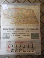 Vintage 1932 Adv. Calendar- Fremont Farmers Coop