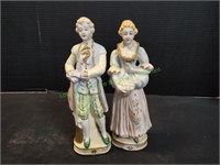 (2) 10" Vintage Ceramic Victorian Figurines