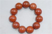 NATURAL IRON RED 'HEART OF GLACIER' BEAD BRACELET