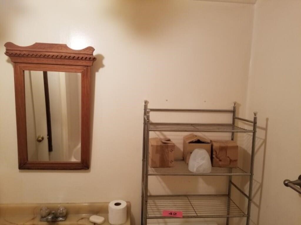 Bathroom Mirror, Vanity Light Covers, & Over The