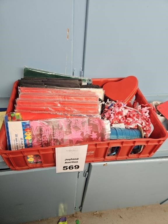 Coke Crate with various gift bags and ribbon