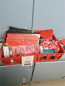 Coke Crate with various gift bags and ribbon