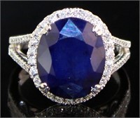 14kt Gold 8.08 ct GIA Sapphire & Diamond Ring