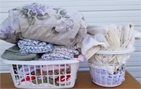 Two Laundry Basket Full Of Misc Towels & Linens