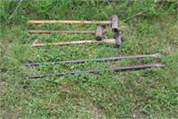 PRY BARS, AXE AND SLEDGE HAMMERS