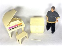 VTG Mattel Barbie Piano, Hutch & 1990 Hasbro Doll