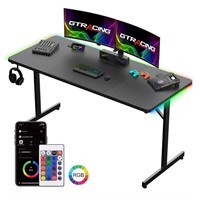 N4658  GTRACING Large RGB Gaming Desk, 55" Black