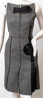 Prada Grey Wool-Mohair Tweed  Applique Dress 2003