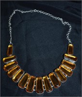 Sterling & Simulated Topaz Statement Necklace