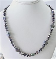 Silver Tone Freshwater Peacock Pearl Necklace