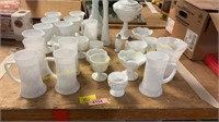 Milk Glass Glasses, Vase, S+P Shaker