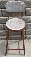 VINTAGE WOOD/METAL BAR STOOL