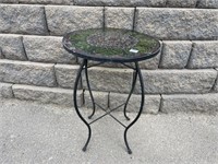 NICE ROD IRON COLORED GLASS TOP PLANT STAND