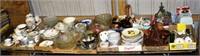 Collection of glass, china, metal ware, wooden dec