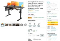 B6421  Electric Standing Desk with Drawers 55 Bl