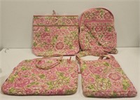 4 matching pink and green Vera Bradley bags