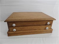 2 Drawer Oak Spool Cabinet