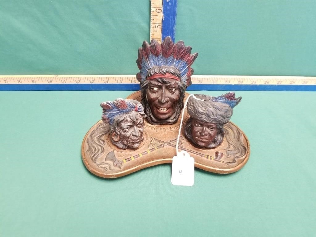 4 PC METAL NATIVE AMERICAN DESK SET