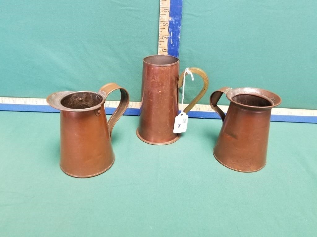 3 COPPER AND BRASS DRINKING UTENSILS