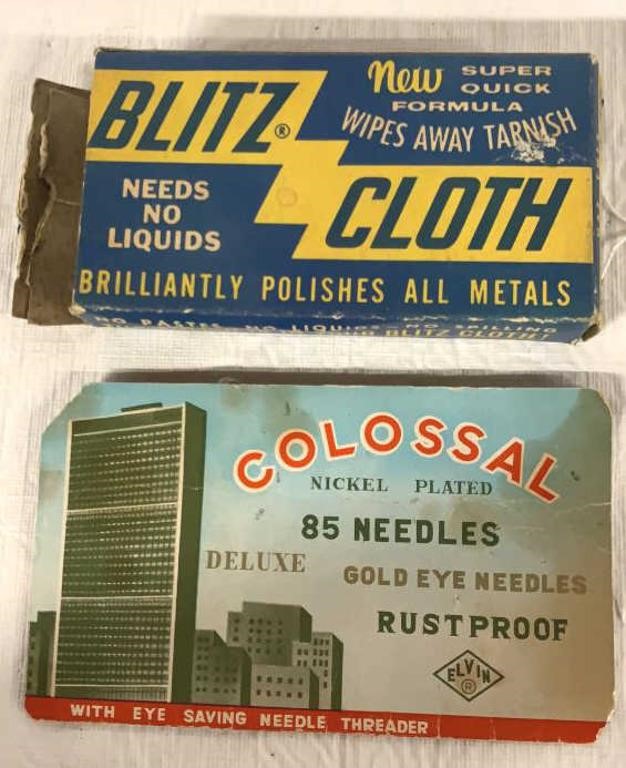 VINTAGE CLEANING CLOTH AND GOLD EYE NEEDLES