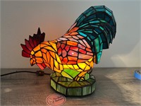 Large Rooster stained glass lamp