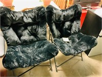 2pcs fur soft folding chairs