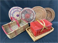 Misc basket and woven place mats