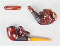 2 Wood Carved Pipes