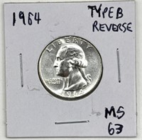 1964 Washington Quarter Type B Reverse