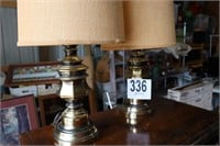 Pair Of 25" Tall Brass Bottom Lamps With