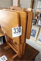 (3) Wooden TV Trays With Stand (Bldg 2)