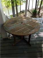 Brown Wooden Round Outdoor Table