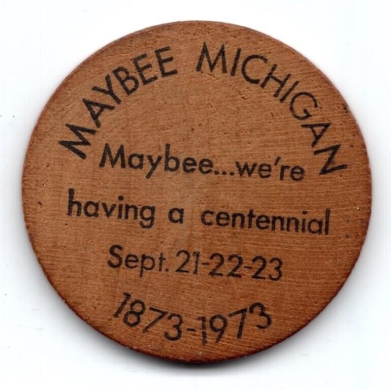 1973 Maybee Michigan Wooden Nickel