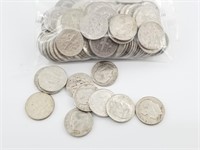100 Silver Roosevelt dimes, various dates, mints,