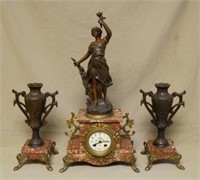 Samuel Marti Paris Figural Clock Set.